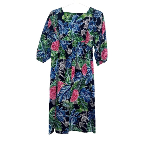 Hilo Hattie Dresses & Skirts - Hilo Hattie Womens Hawaiian Floral Print Dress 100% Cotton Short Puff Sleeves